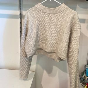 Off white, cropped cable knit sweater